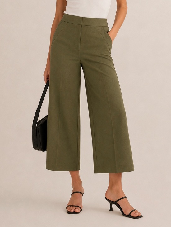 Ann Taylor Factory Pants - Ann Taylor Factory The Wide Leg Cropped Pants in Olive Green Size 12